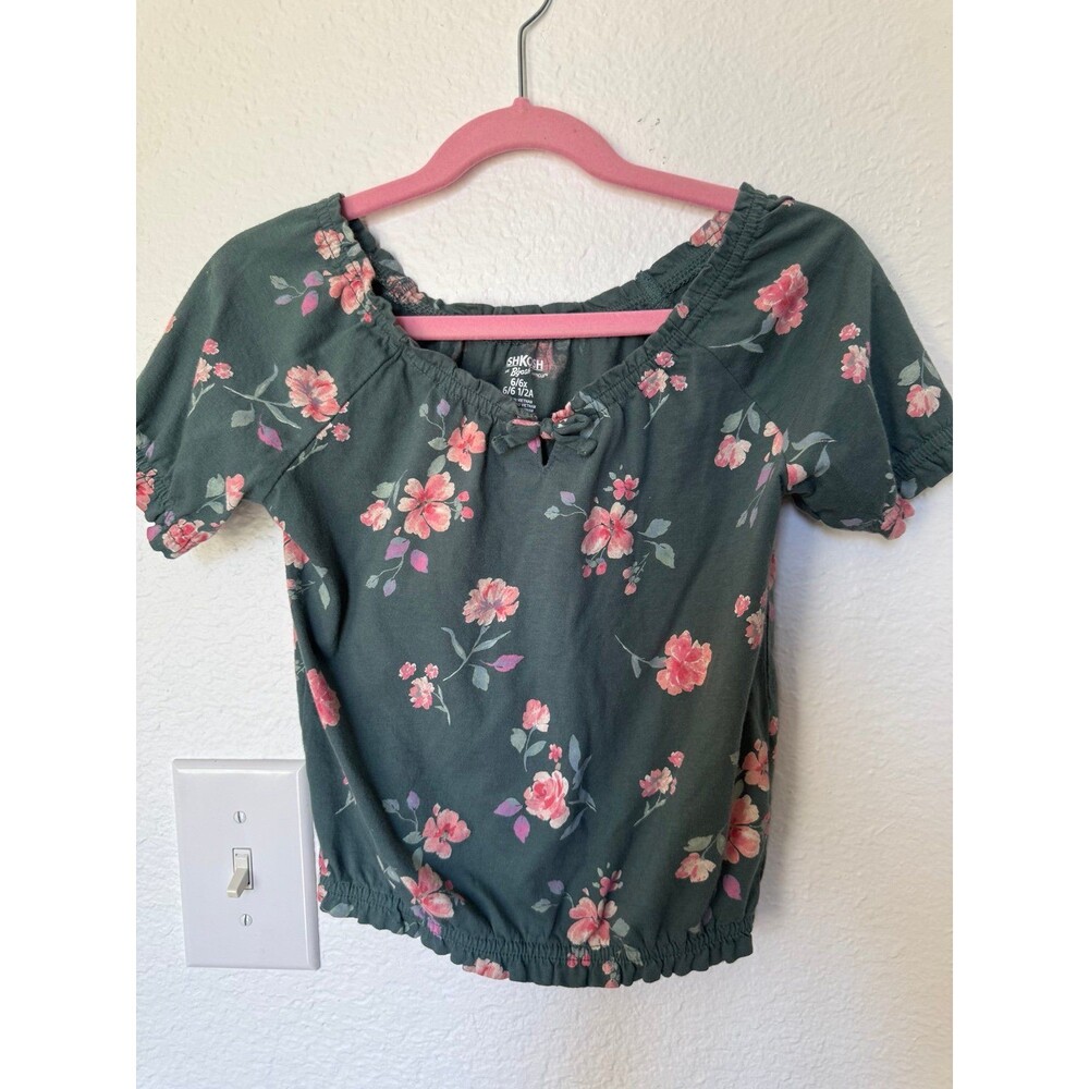 OshKosh B'gosh Girls Floral Romper Size 6/6x Grey Pink Flowers
